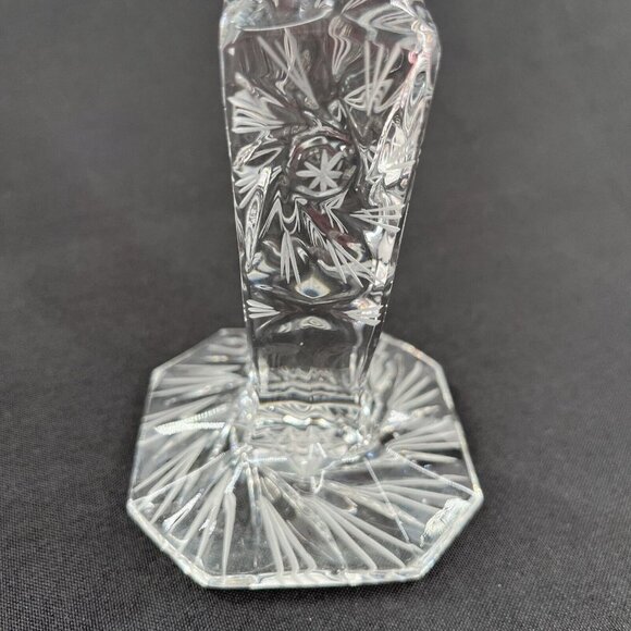 American Brilliant Crystal Star Pattern Candlesticks Pair 5.75" Tall RARE - Picture 2 of 7